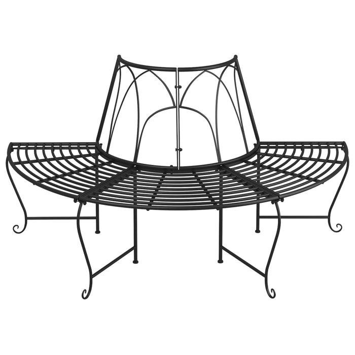 Bancă semicirculară de copac, negru, Ø159 cm, oțel - WALTI WALTI