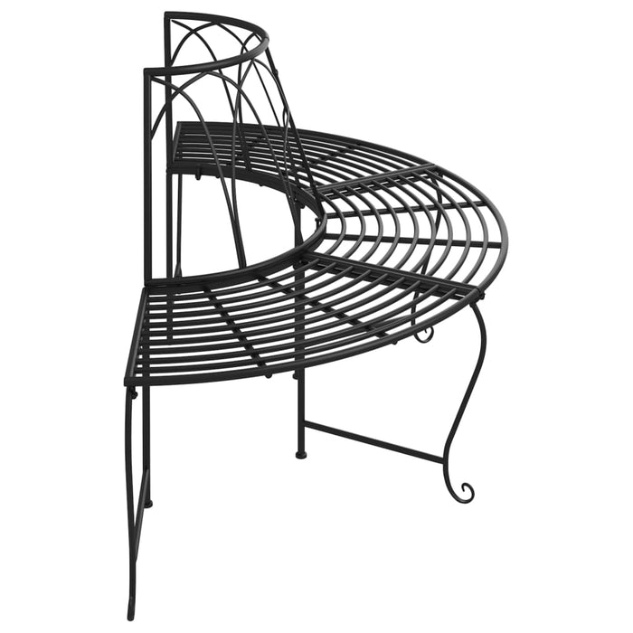 Bancă semicirculară de copac, negru, Ø159 cm, oțel - WALTI WALTI