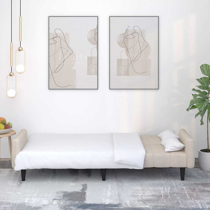Canapea extensibilă cu 2 locuri, crem, microfibră WALTI