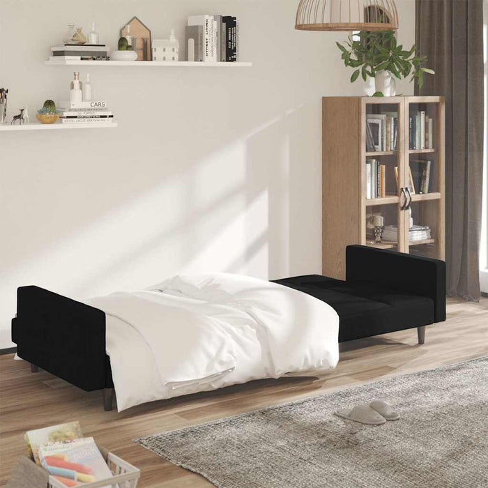 Canapea extensibilă cu 2 locuri, negru, microfibră WALTI