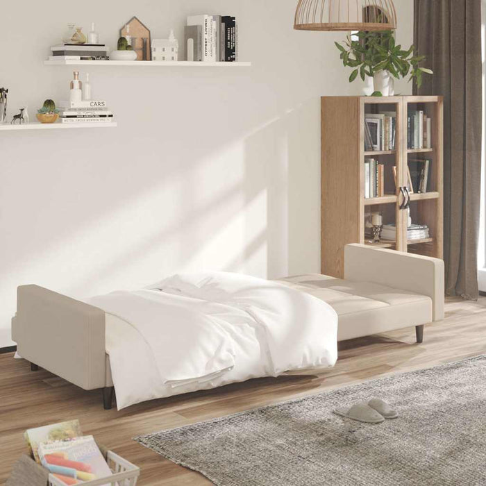 Canapea extensibilă cu 2 locuri, crem, microfibră WALTI