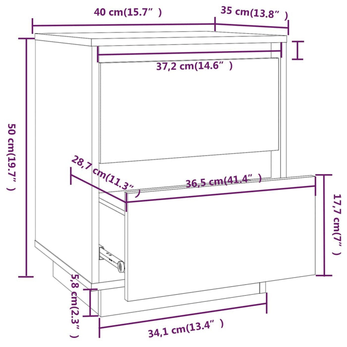 Noptiere, 2 buc., alb, 40x35x50 cm, lemn masiv de pin - WALTI WALTI