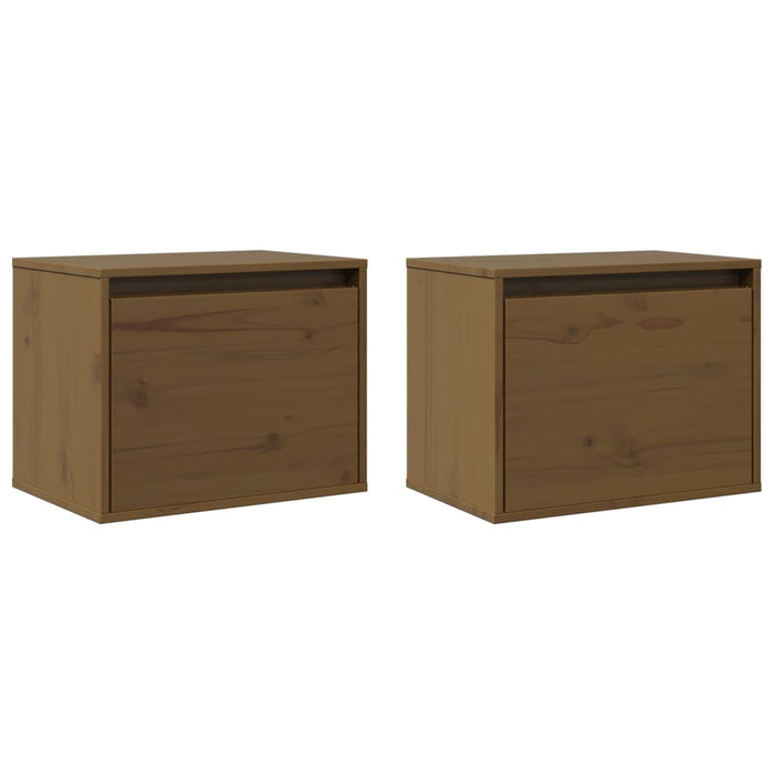 Dulapuri de perete 2 buc. maro miere 45x30x35 cm lemn masiv pin - WALTI WALTI
