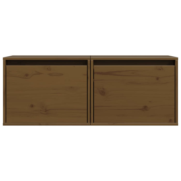Dulapuri de perete 2 buc. maro miere 45x30x35 cm lemn masiv pin - WALTI WALTI