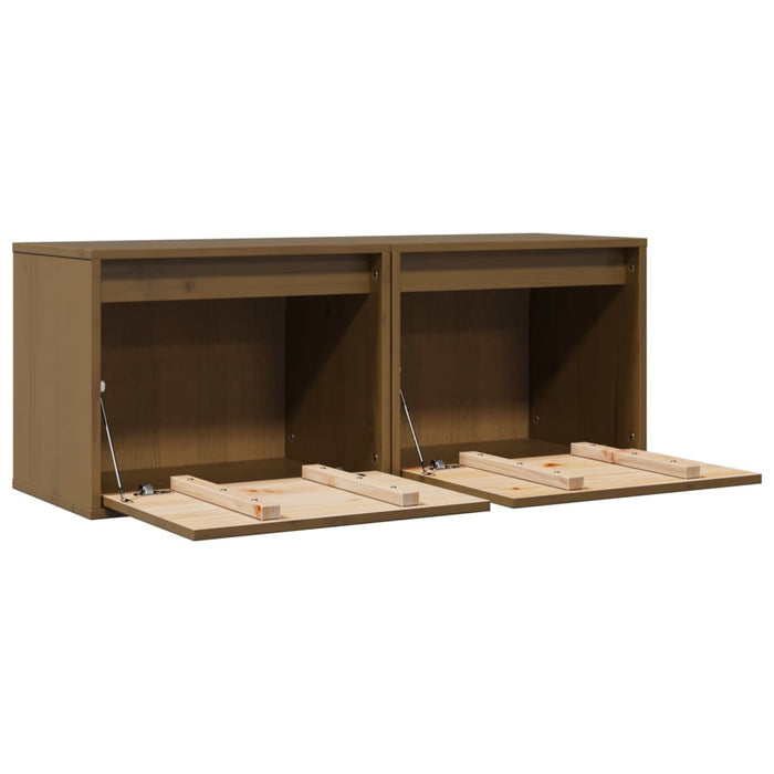 Dulapuri de perete 2 buc. maro miere 45x30x35 cm lemn masiv pin - WALTI WALTI