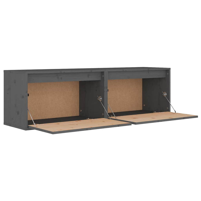 Dulapuri de perete, 2 buc., gri, 60x30x35 cm, lemn masiv de pin WALTI
