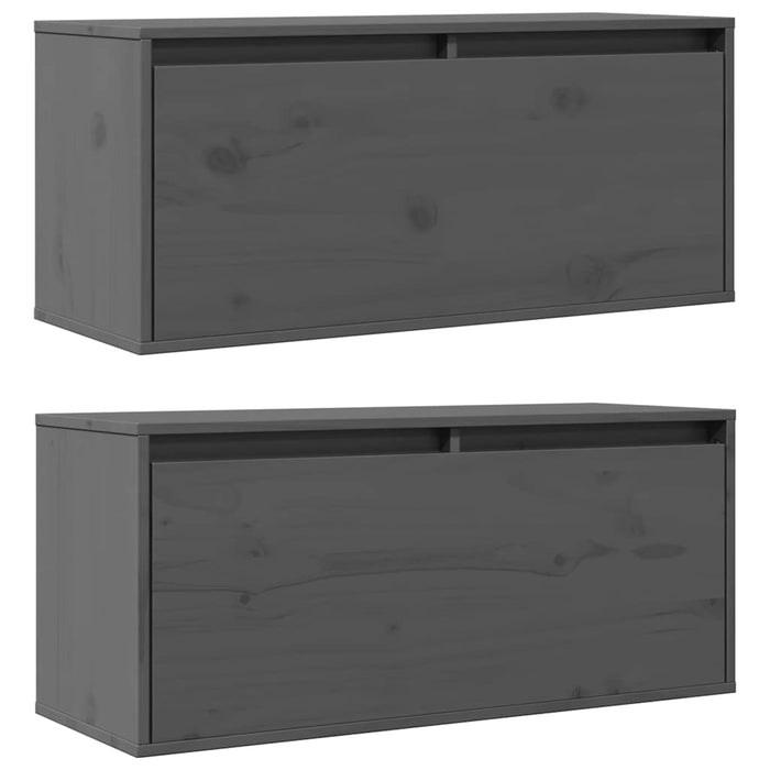 Dulapuri de perete 2 buc. gri, 80x30x35 cm lemn masiv de pin WALTI