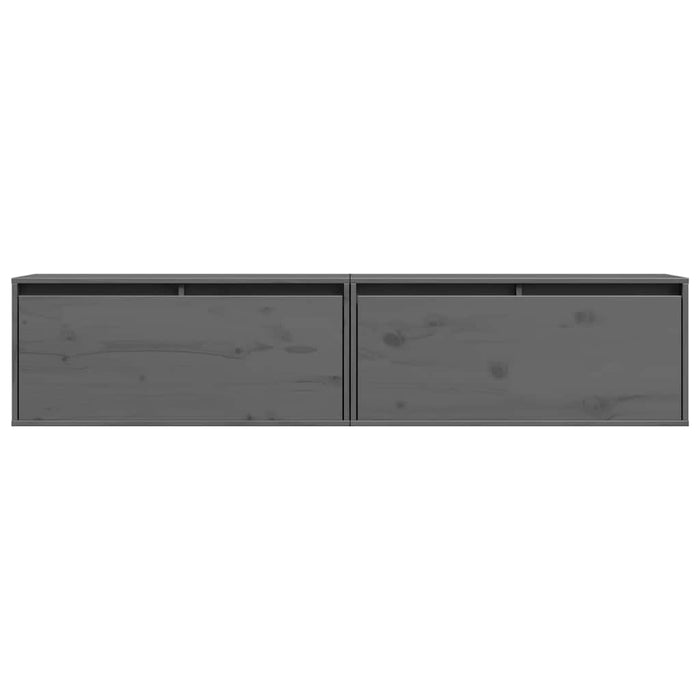 Dulapuri de perete 2 buc. gri, 80x30x35 cm lemn masiv de pin WALTI