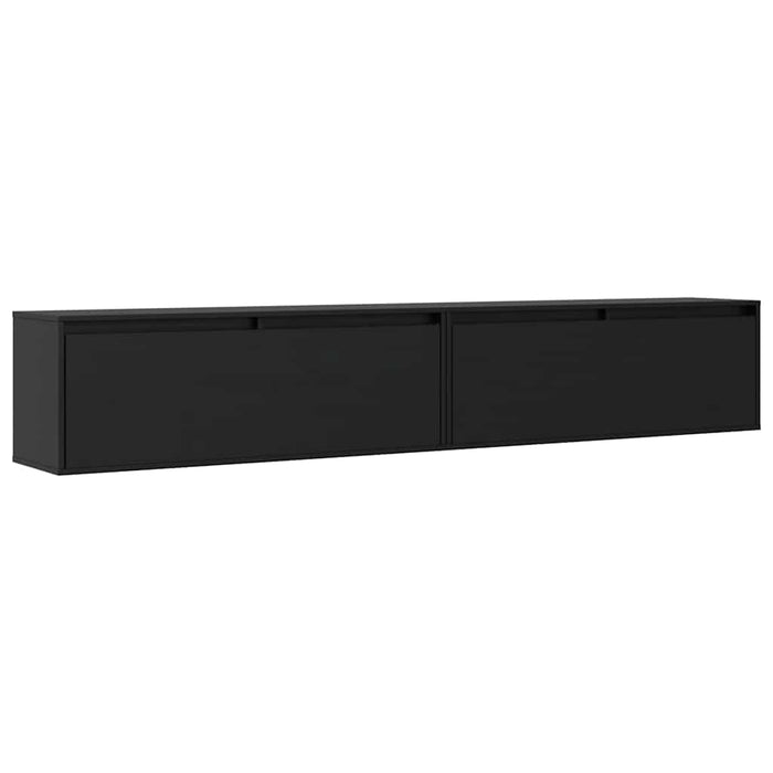 Dulapuri de perete 2 buc, negru, 100x30x35 cm, lemn masiv pin WALTI