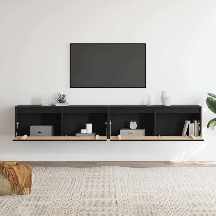 Dulapuri de perete 2 buc, negru, 100x30x35 cm, lemn masiv pin WALTI