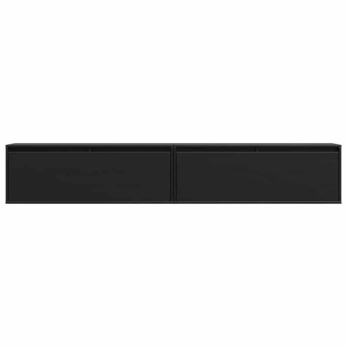 Dulapuri de perete 2 buc, negru, 100x30x35 cm, lemn masiv pin WALTI