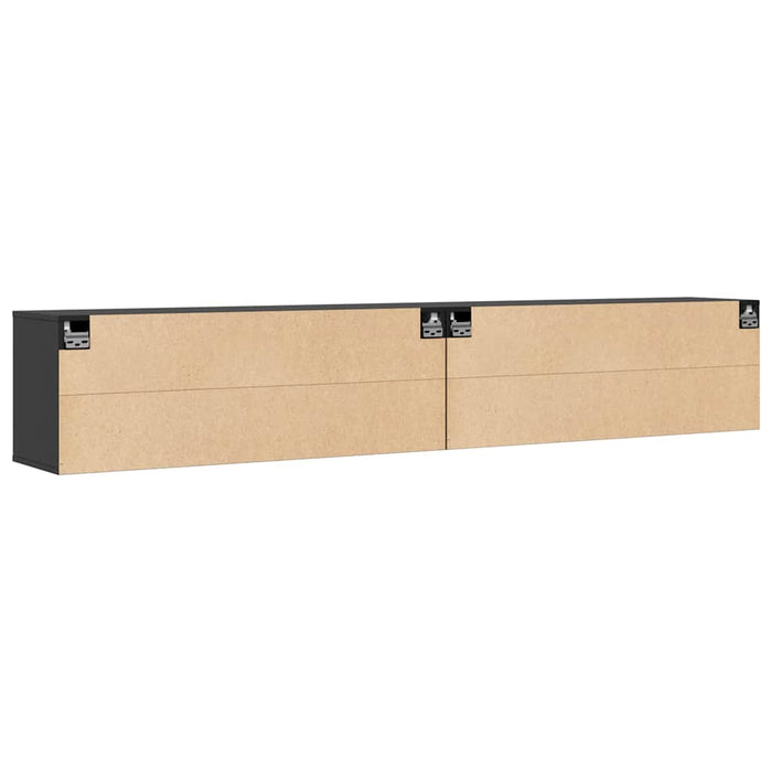 Dulapuri de perete 2 buc, negru, 100x30x35 cm, lemn masiv pin WALTI