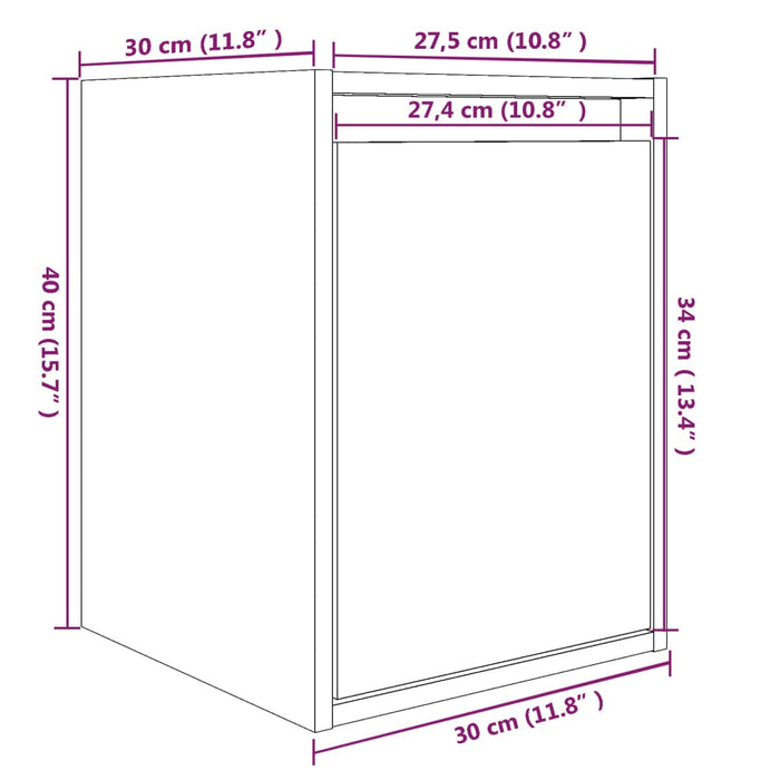 Dulapuri de perete 2 buc. gri, 30x30x40 cm, lemn masiv de pin - WALTI WALTI