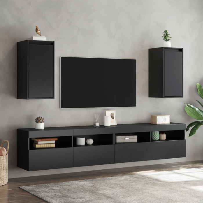 Dulapuri de perete, 2 buc., negru, 30x30x60 cm, lemn masiv pin - WALTI WALTI