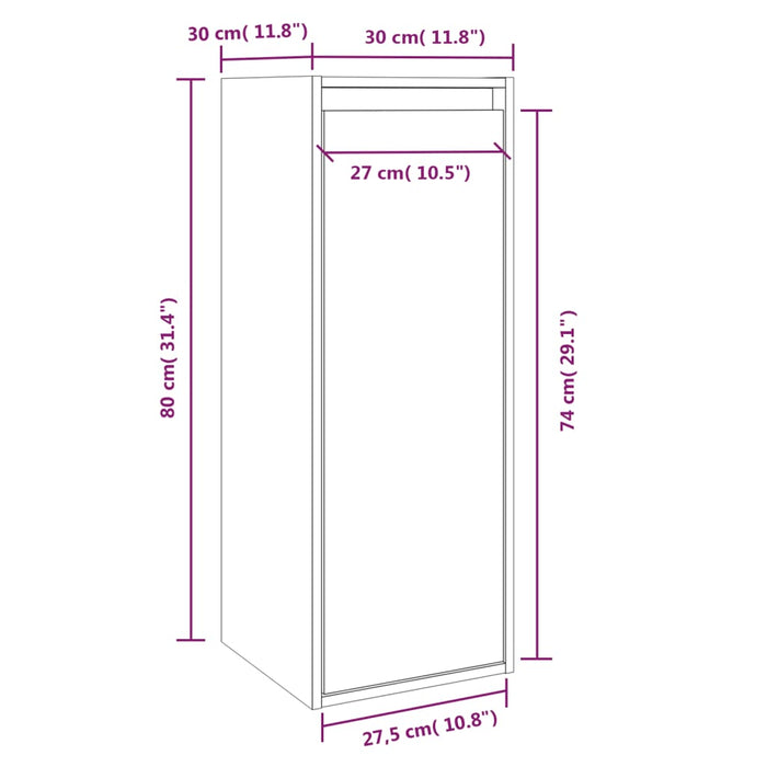Dulap de perete, alb, 30x30x80 cm, lemn masiv de pin - WALTI WALTI