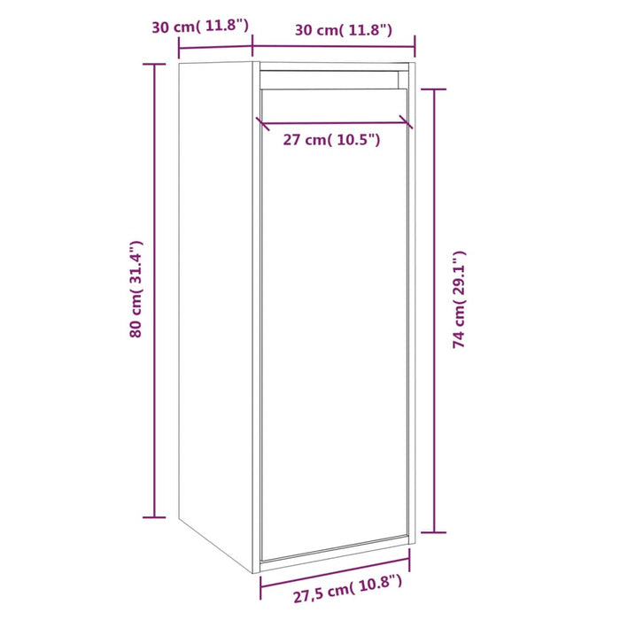 Dulapuri de perete, 2 buc., alb, 30x30x80 cm, lemn masiv de pin - WALTI WALTI
