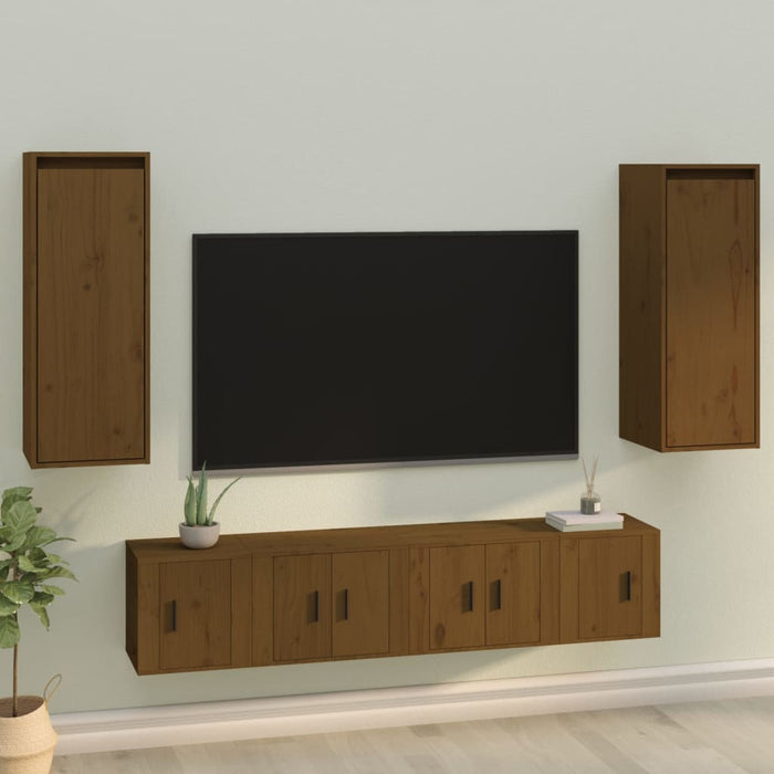 Dulapuri de perete 2 buc. maro miere 30x30x80 cm lemn de pin - WALTI WALTI