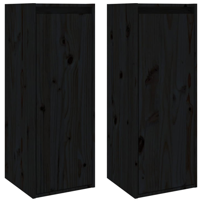 Dulapuri de perete 2 buc. negru 30x30x80 cm lemn masiv de pin - WALTI WALTI