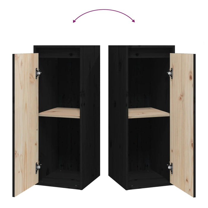 Dulapuri de perete 2 buc. negru 30x30x80 cm lemn masiv de pin - WALTI WALTI
