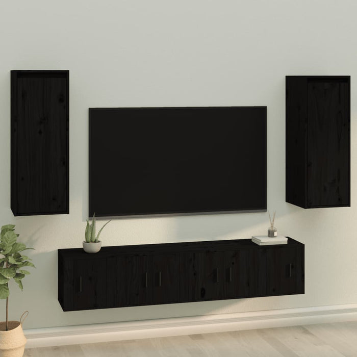 Dulapuri de perete 2 buc. negru 30x30x80 cm lemn masiv de pin - WALTI WALTI