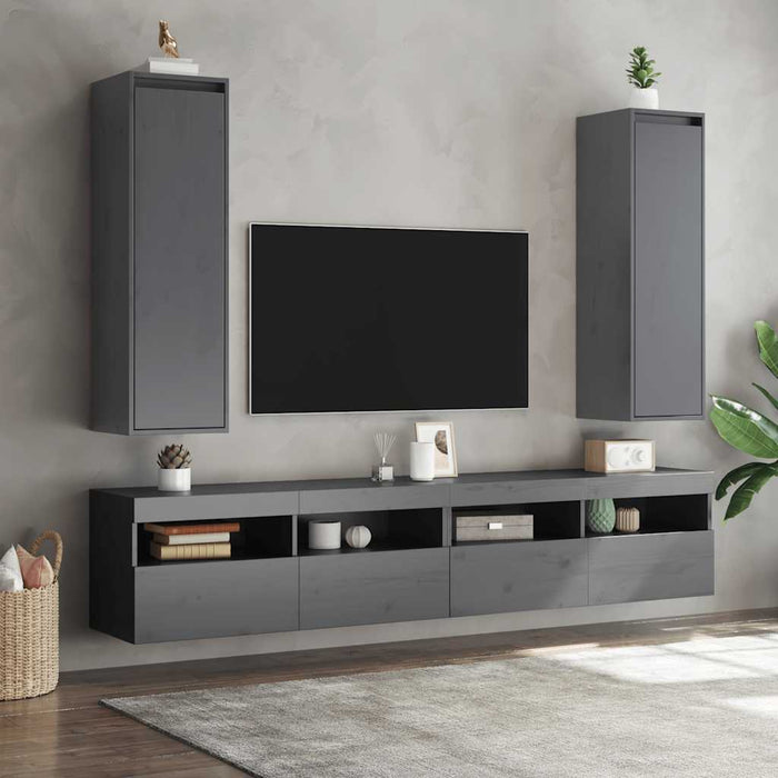 Dulapuri de perete, 2 buc., gri, 30x30x100cm, lemn masiv de pin - WALTI WALTI