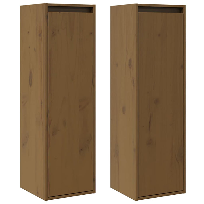 Dulapuri perete 2 buc. maro miere 30x30x100cm lemn masiv de pin WALTI