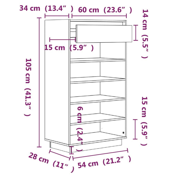 Pantofar, 60x34x105 cm, lemn masiv de pin - WALTI WALTI