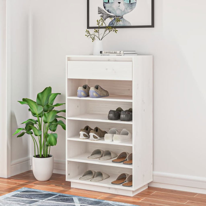 Pantofar, alb, 60x34x105 cm, lemn masiv de pin - WALTI WALTI