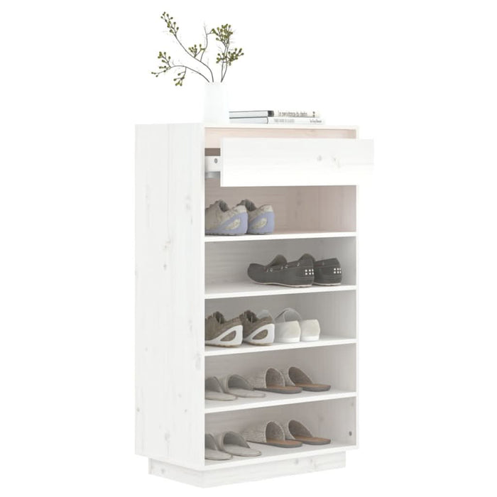 Pantofar, alb, 60x34x105 cm, lemn masiv de pin - WALTI WALTI