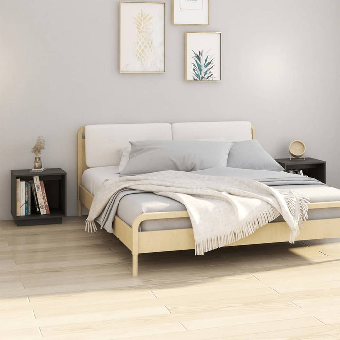 Noptiere, 2 buc., gri, 40x30x40 cm, lemn masiv de pin WALTI