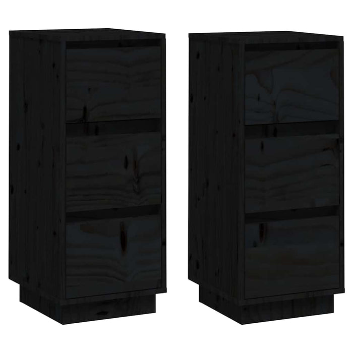 Servante, 2 buc., negru, 32x34x75 cm, lemn masiv de pin - WALTI WALTI