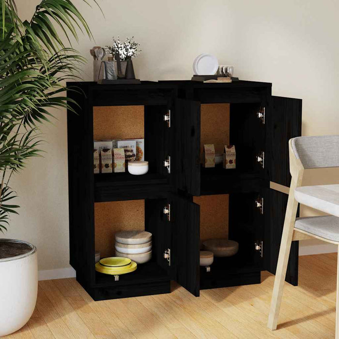 Servante, 2 buc., negru, 31,5x34x75 cm, lemn masiv de pin - WALTI WALTI