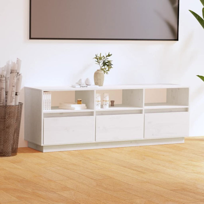 Comodă TV, alb, 140x37x50 cm, lemn masiv de pin - WALTI WALTI