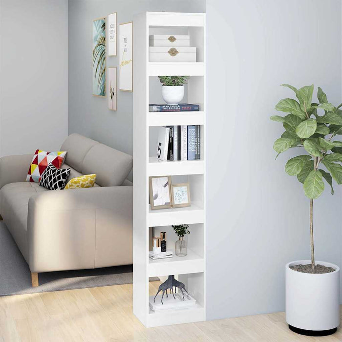Bibliotecă/Separator cameră, alb extralucios, 40x30x198 cm WALTI