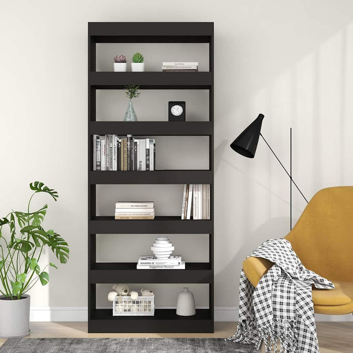 Bibliotecă/Separator cameră, negru, 80x30x198 cm, PAL WALTI