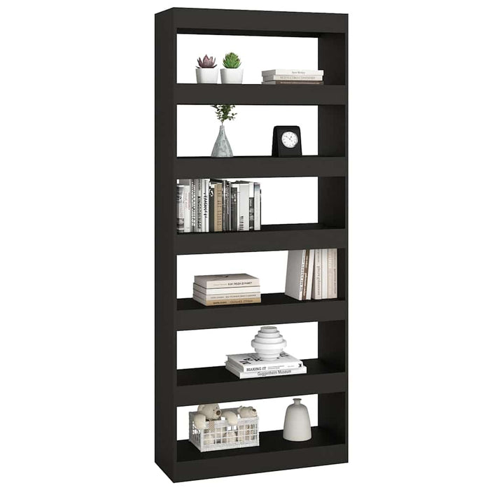 Bibliotecă/Separator cameră, negru, 80x30x198 cm, PAL WALTI