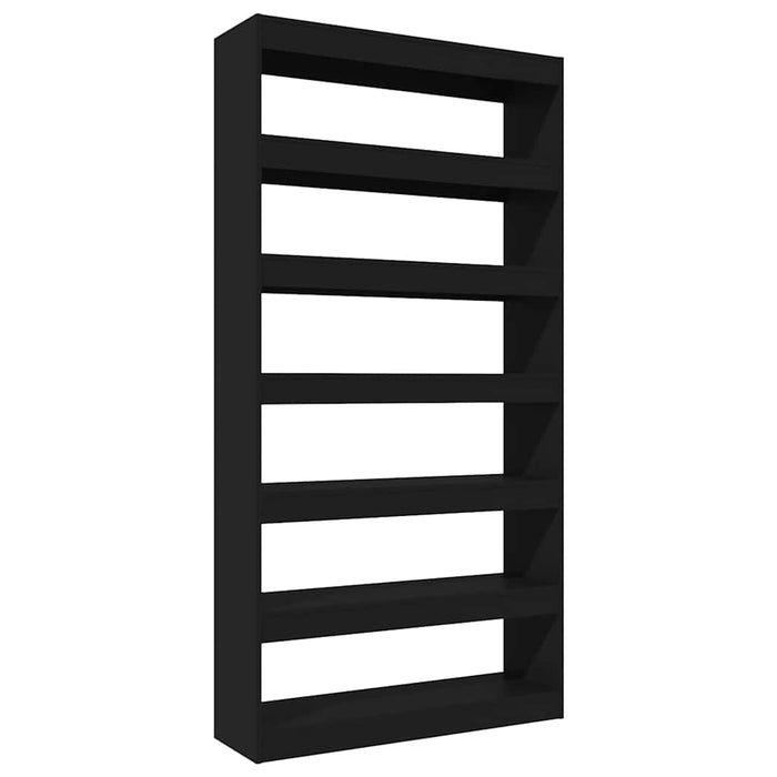 Bibliotecă/Separator cameră, negru, 100x30x198 cm, lemn WALTI