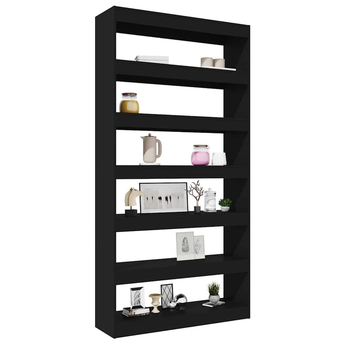 Bibliotecă/Separator cameră, negru, 100x30x198 cm, lemn WALTI