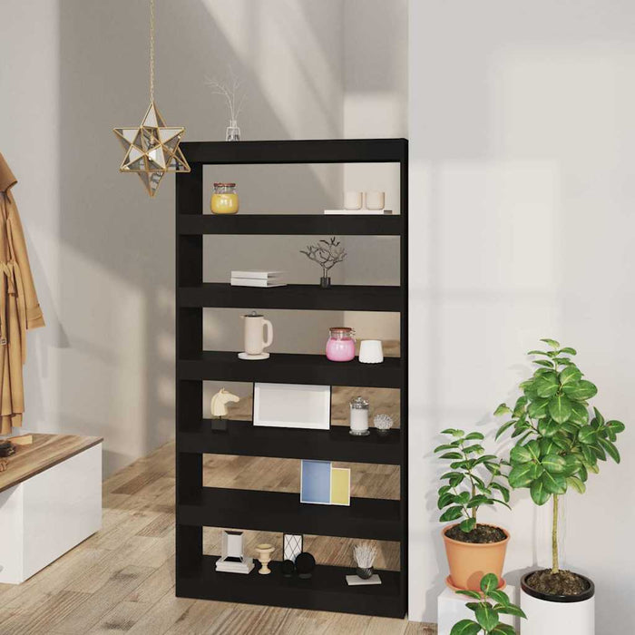 Bibliotecă/Separator cameră, negru, 100x30x198 cm, lemn WALTI