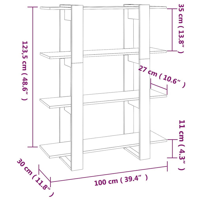 Bibliotecă/Separator cameră, stejar maro, 100x30x123,5 cm WALTI