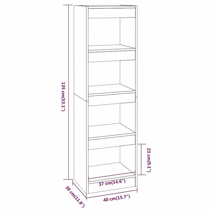 Bibliotecă/Separator de cameră, stejar afumat, 40x30x135 cm WALTI