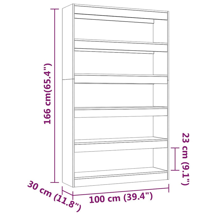Bibliotecă/Separator cameră, stejar fumuriu, 100x30x166 cm WALTI