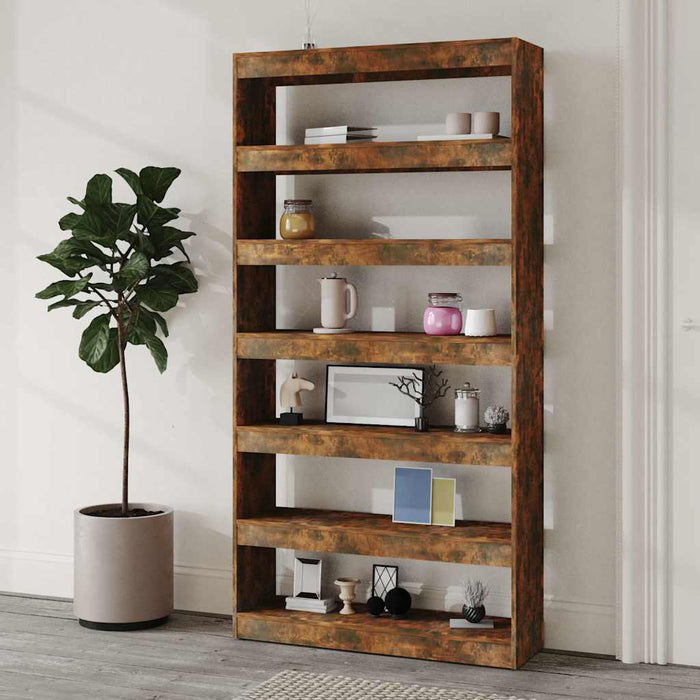 Bibliotecă/Separator cameră stejar afumat 100x30x198 cm lemn WALTI