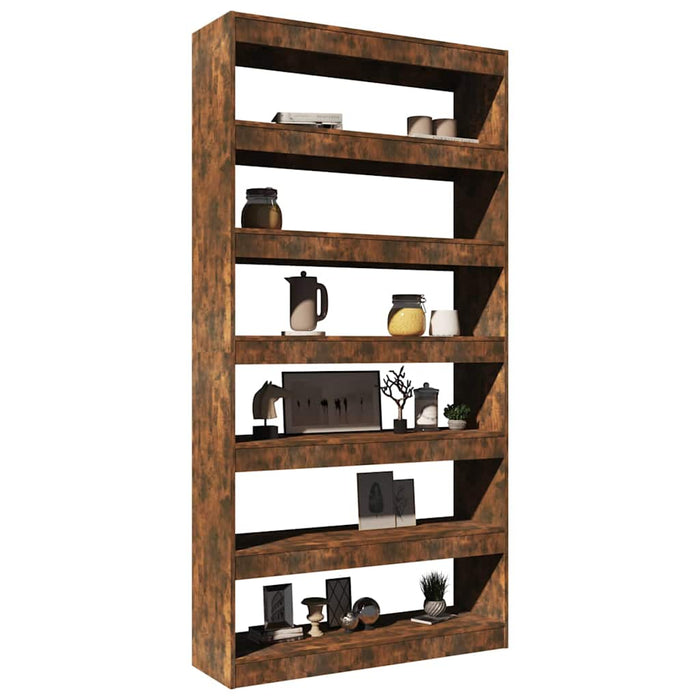 Bibliotecă/Separator cameră stejar afumat 100x30x198 cm lemn WALTI