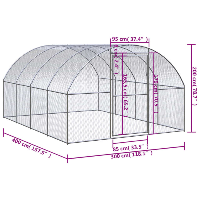 Coteț de găini pentru exterior, 3x4x2 m, oțel zincat - WALTI WALTI