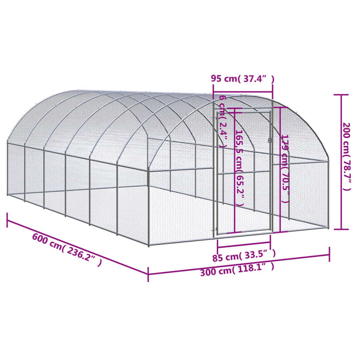 Coteț de găini pentru exterior, 3x6x2 m, oțel zincat - WALTI WALTI