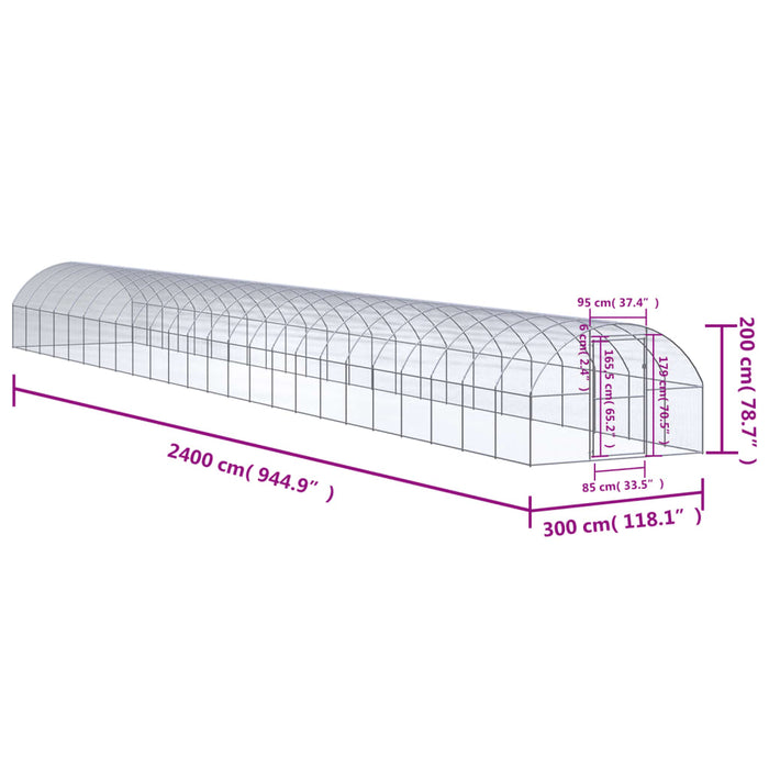 Coteț de găini pentru exterior, 3x24x2 m, oțel zincat - WALTI WALTI