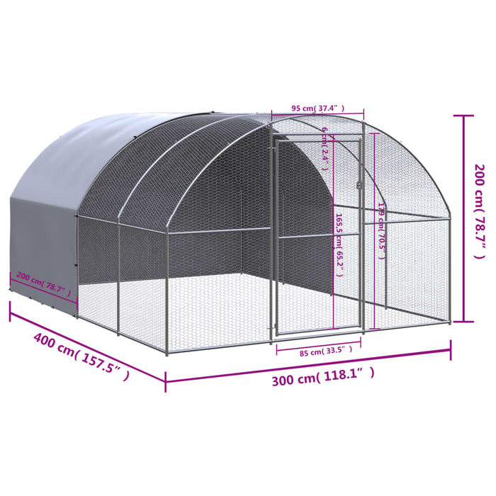 Coteț de găini pentru exterior, 3x4x2 m, oțel zincat - WALTI WALTI