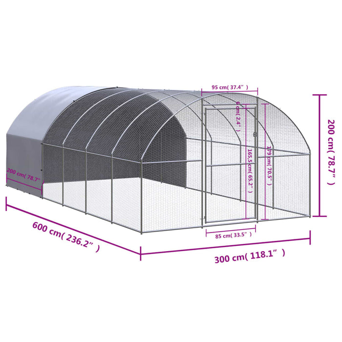 Coteț de găini pentru exterior, 3x6x2 m, oțel zincat - WALTI WALTI