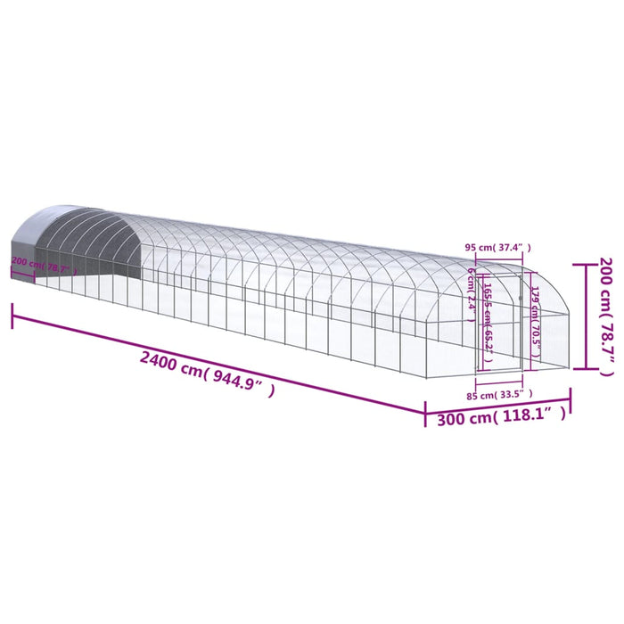 Coteț de găini pentru exterior, 3x24x2 m, oțel zincat - WALTI WALTI
